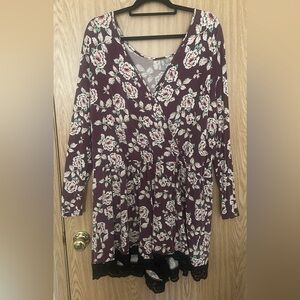 ASOS Plus Size 22 Plum Purple Floral Patterned Romper